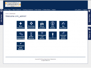 Yii dashboard of a custom CRM app Yii dashboard of a custom CRM app