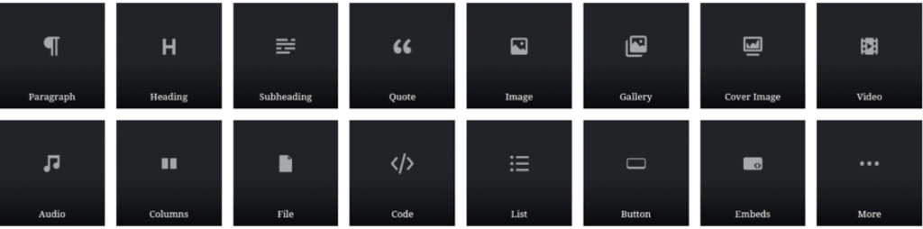 Gutenberg editor controls