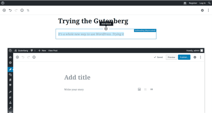 Open Gutenberg editor