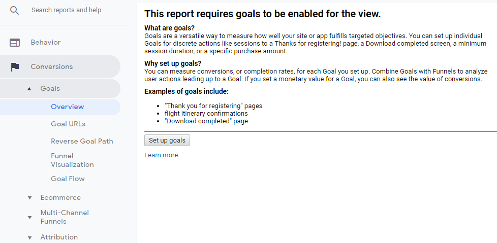 SEO Report goal setting